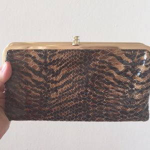 Hobo animal print with gold detail clutch